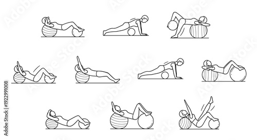 Vector illustrations of people doing crunches and leg raises