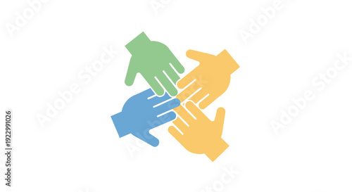 Colorful Hands Reaching Out Together.