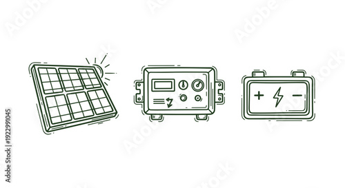 Solar panel and battery charging system components
