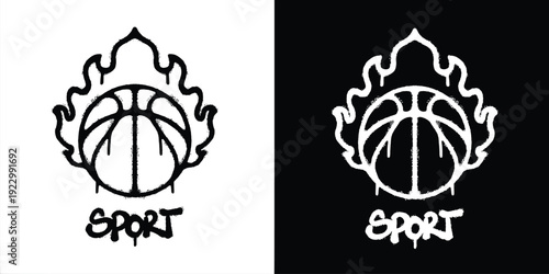 Graffiti Fire Basketball logo vector design