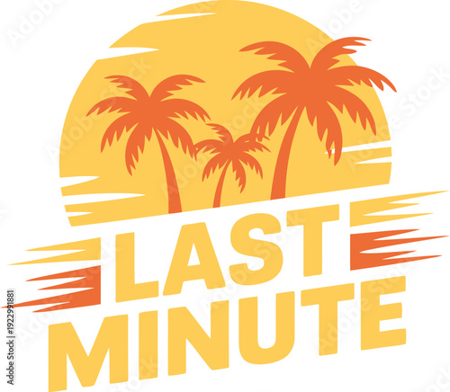 Last Minute Tropical Beach Sunset with Three Palm Trees