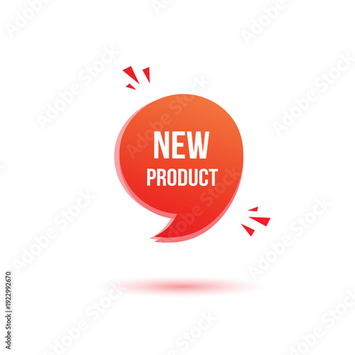 New Product Red Speech Bubble Label Modern Promotion Badge Design