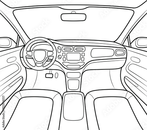 Black and white hot rod car illustration, supercharged engine, turbocharger, skull emblem, custom automotive parts set, vintage racing vehicle vector isolated on white background