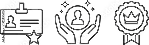 Illustrations representing certification, recognition, and achievement awards isolated on transparent background, Vector