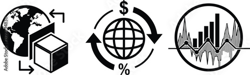 Illustration of geospatial data collection, processing, and visualization workflow isolated on transparent background, Vector
