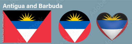 set Antigua and Barbuda flag icon vector illustrtion vector