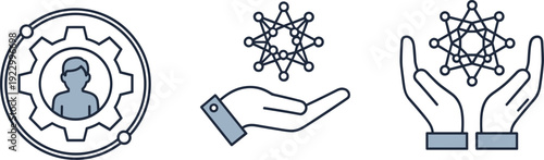 The intersection of technology, science, and human collaboration in innovation isolated on transparent background, Vector