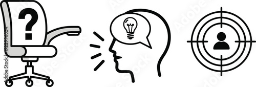 The journey from uncertainty to insight and identity recognition in decision-making isolated on transparent background, Vector