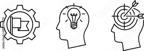 The journey from mechanical thinking to creative innovation and problem-solving insights isolated on transparent background, Vector