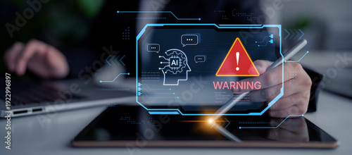 Futuristic artificial intelligence concept depicting AI hallucination, processing errors, and generating misinformation. Represents the risks of unreliable algorithms and model collapse. Corpus