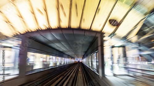 dubai downtown from the dubai metro train at night