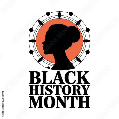 A logo celebrating Black History Month with a musical theme