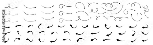 Smooth, Dashed and Dotted Curved Arrows Icon Set for Direction and UI Design