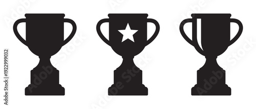Winner Trophy Icon Set, Award, Victory and Achievement Symbols for Success Projects