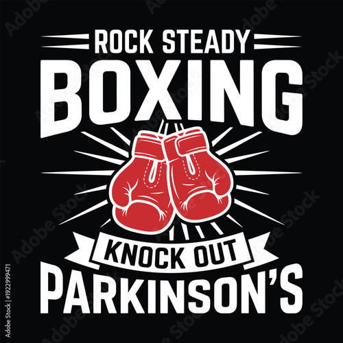 Knock Out Parkinsons Disease Awareness Rock Steady Boxing Gloves Vector Design