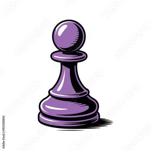 Single purple chess pawn piece stands isolated showcasing strategic gameplay.