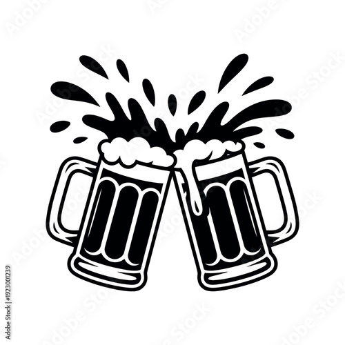 Two beer mugs clinking together in a celebratory toast