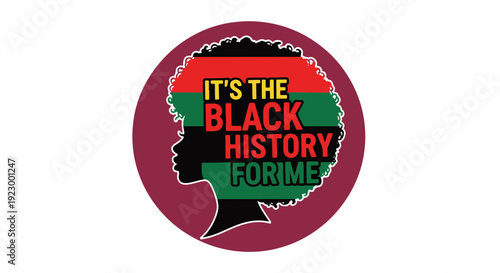 Womans Silhouette with Afro Hair and Pan african Flag Colors Celebrating Black History Culture