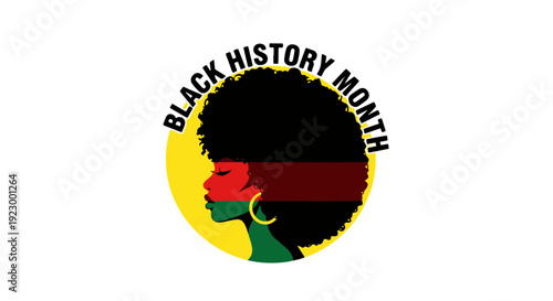 Profile Silhouette of a Confident Black Woman with an Afro Hairstyle in Pan african Colors