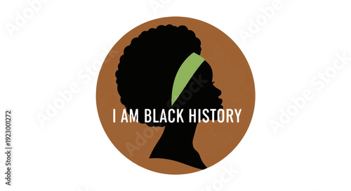 African American Female Profile with Vibrant Afro Hairstyle and Green Headband Honoring Heritage