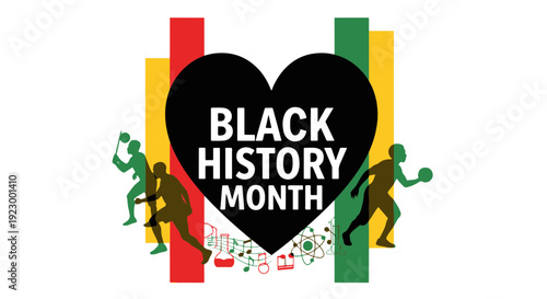 Vibrant Black History Month Celebration with Diverse Cultural Achievements and Pan african Color Scheme