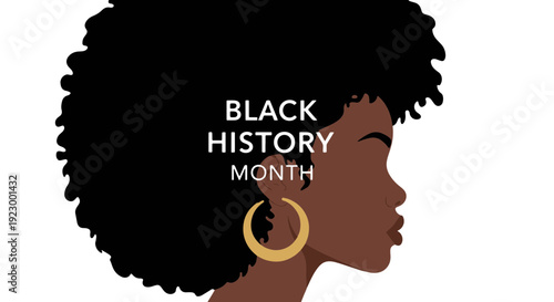 Stylized Side Profile of a Black Woman with Natural Afro Curls a Golden Hoop Earring Cultural Significance