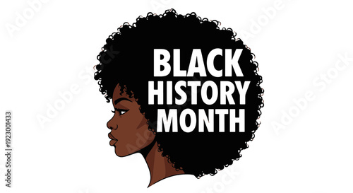 African American Woman Profile with Stylish Afro Hair for Black History Month Celebration Design