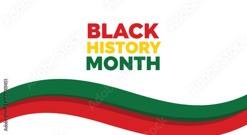 Black History Month Commemorative Design with Pan african Flag Colors and Elegant Wavy Stripes
