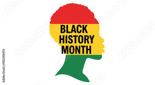 African Head Silhouette Profile with Pan african Colors Representing Black History Month Celebration