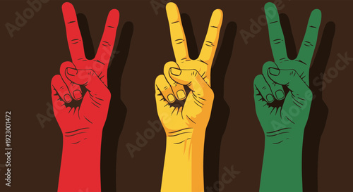 Hands Forming Peace Symbol with Vibrant Red Yellow Green Colors for Unity and Solidarity Theme