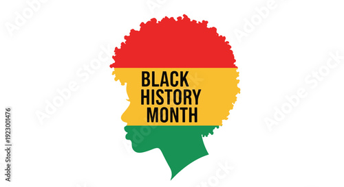 African American Woman Silhouette with Afro Hair in Pan african Colors for Black History Month