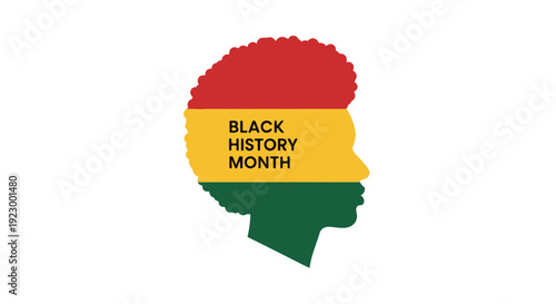 African American Profile Silhouette with Afro Hair Showing Pan african Colors Celebrating Black History Month