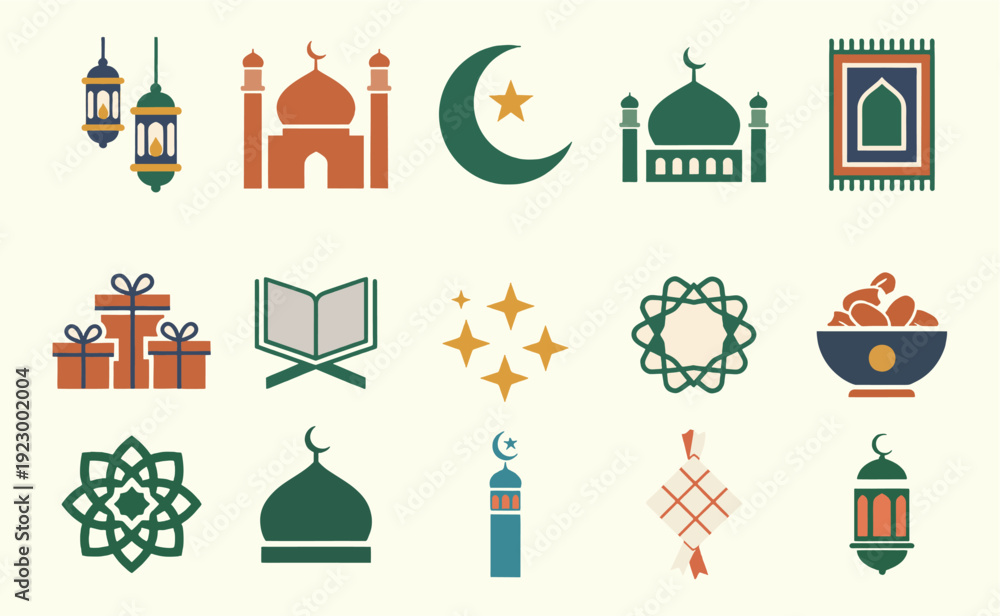 Fototapeta premium Islamic Symbols and Icons Collection.