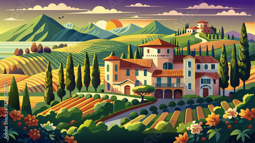 Very beautiful Auberge du Soleil in Rutherford features vineyard panoramas, Mediterranean inspired elegance, and refined Napa Valley luxury in California, USA.
