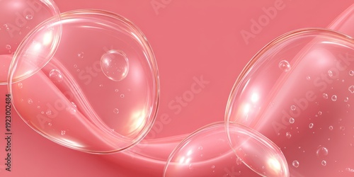 Dreamy pink abstract background with glowing bubbles and flowing curves, ideal for beauty, wellness, or feminine branding visuals