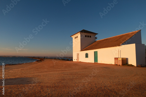 The Calcetera Mill between salt ponds in San Pedro del Pinatar town
