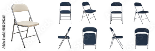 Quadro su tela Set and collection of modern lightweight folding chairs for events and portable