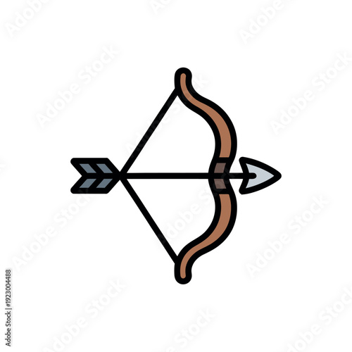 Simple graphic icon depicts a traditional wooden bow pulled back with an arrow ready.
