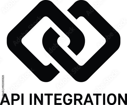 API Integration Line Vector Icon with Connected Systems Concept