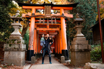 Smiling Family portrait. Travel Japan