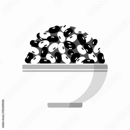 A bowl brimming with a mix of black and white beans