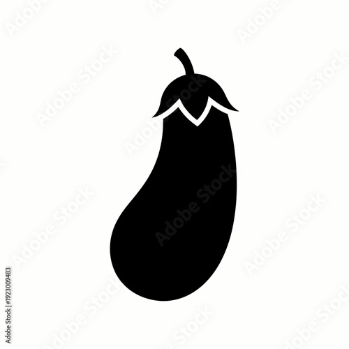 Silhouette of a ripe and delicious eggplant