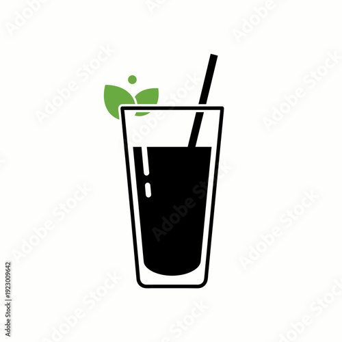 A refreshing drink served in a tall glass with a straw and garnish. The illustration is simple, elegant, and perfect for a variety of purposes.