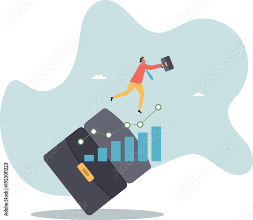 Business growth, challenge to success, career growing achievement, ambition or aspiration to achieve goal, development effort,human life and situation.