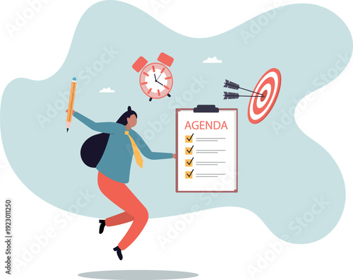 Meeting agenda, priority important task for discussion, objective or purpose to finish, planner or checklist for office work .human life and situation.