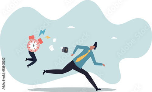 Late, hurry to go to work, rushing or running fast before deadline, speed or busy job,human life and situation.