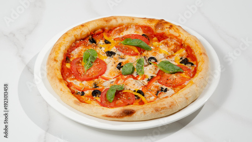 Pizza margarita isolated on white