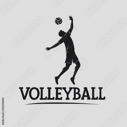 Minimal Volleyball Player Silhouette Logo Design