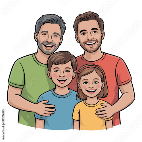A loving same-sex couple with their two children