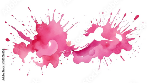 pink watercolor paint splashes and ink splatters create a grunge liquid texture with a red color design on a decorative art backdrop